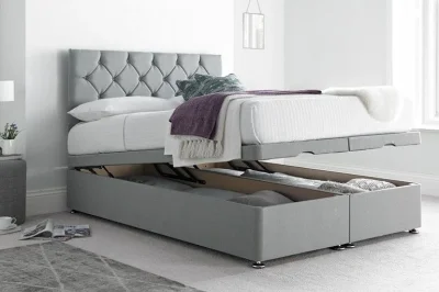 Double size divan ottoman bed frame with ottoman gas lift up storage — image 3