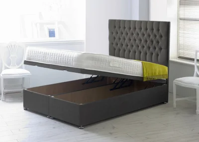 Double size divan ottoman bed frame with ottoman gas lift up storage — image 2