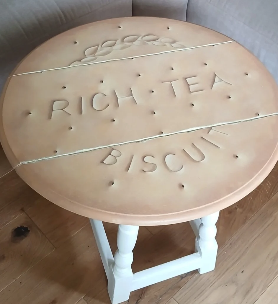 Upcycled Rich Tea Biscuit Table