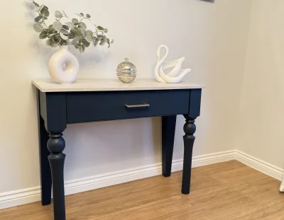 Solid beech side table on Furnish Well