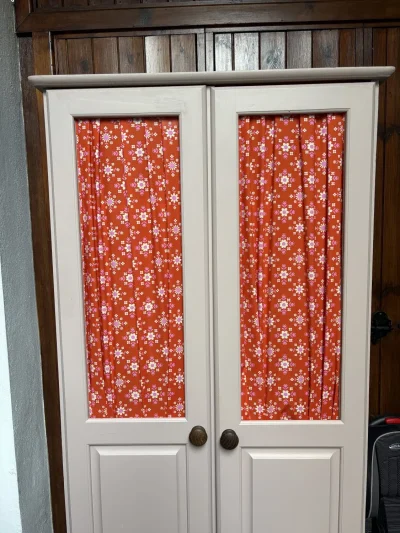 Two-door wardrobe with floral fabric panels — image 2