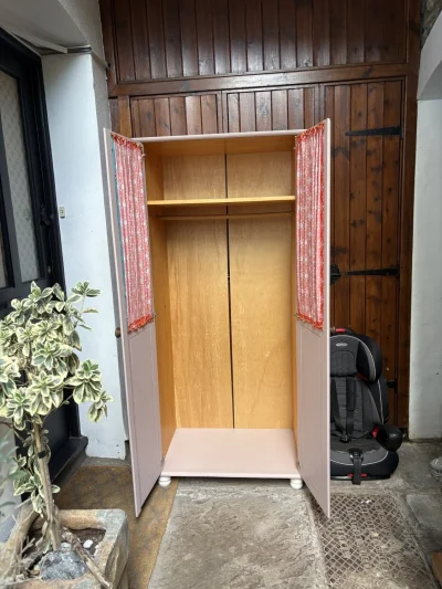 Two-door wardrobe with floral fabric panels — image 3