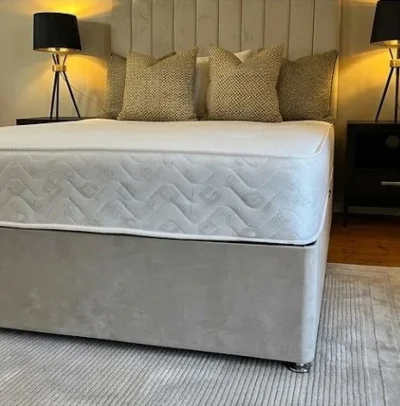 4ft6/Double size Bed with Mattress ¬ Cream-beige bed in Excellent Condition ! — image 4