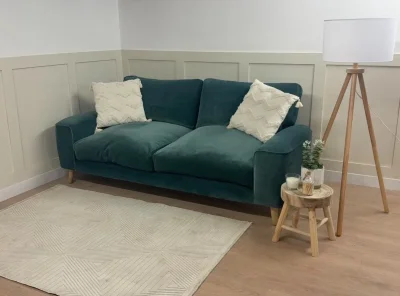 Teal/Blue Comfy 2/3 Seater Sofa in Linen Fabric, Dual Arm Sofa with Heat Resistant Seats !! — image 3