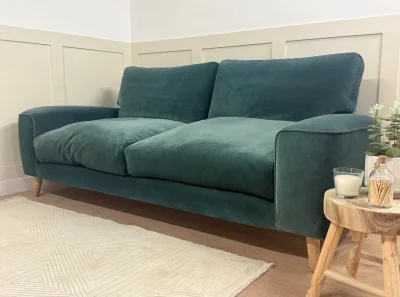 Teal/Blue Comfy 2/3 Seater Sofa in Linen Fabric, Dual Arm Sofa with Heat Resistant Seats !! — image 6