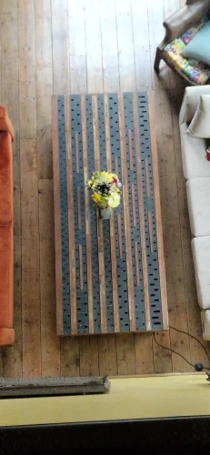 Unique coffee table constructed from 19th century organ soundboard — image 2
