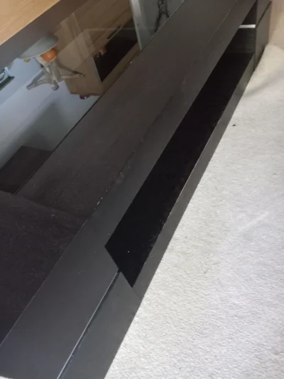 Large black rectangular coffee table with glass inset — image 3