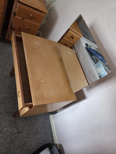 Oak Drawer Unit with Attached Mirror on Furnish Well