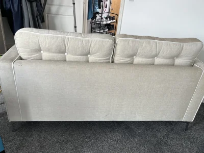 2-Seater Sofa with Contrast Piping, Bolster Cushions & Chrome Legs — image 5