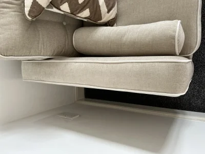 2-Seater Sofa with Contrast Piping, Bolster Cushions & Chrome Legs — image 3