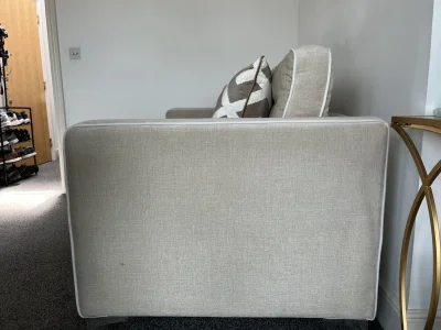 2-Seater Sofa with Contrast Piping, Bolster Cushions & Chrome Legs — image 4