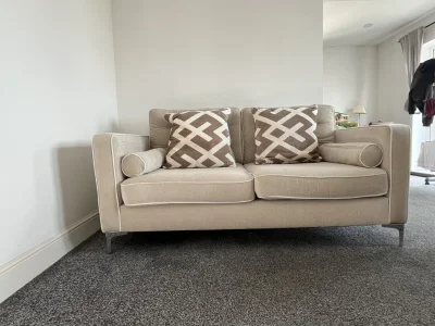 2-Seater Sofa with Contrast Piping, Bolster Cushions & Chrome Legs — image 6