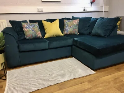 Modern Plush Velvet Olive Green 4x Seater Corner Comfy Sofa — image 4