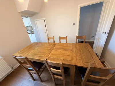 Oak furniture Land Dorset Extending Table With 6 Chairs - **see description for pick up times and further details below — image 7