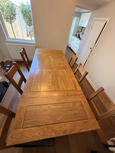 Oak furniture Land Dorset Extending Table With 6 Chairs - **see description for pick up times and further details below — image 6