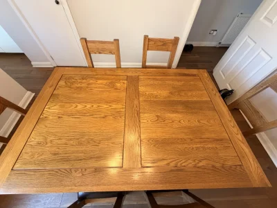 Oak furniture Land Dorset Extending Table With 6 Chairs - **see description for pick up times and further details below — image 3