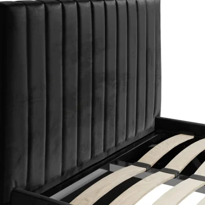 3FT Black Velvet-Style Ottoman Storage Bed Frame with Channelled Headboard — image 3