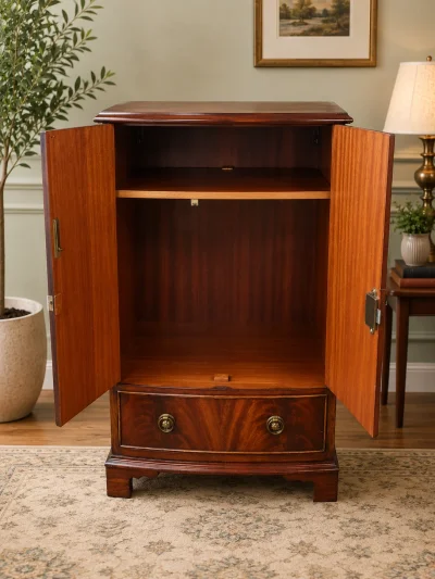 Bevan Funnell Reprodux Regency Style Flame Mahogany Bow Front Storage Cabinet — image 6