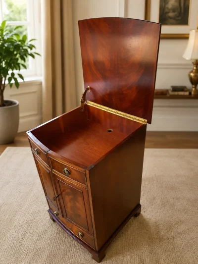 Bevan Funnell Reprodux Regency Style Flame Mahogany Bow Front Storage Cabinet — image 2