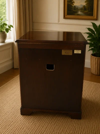 Bevan Funnell Reprodux Regency Style Flame Mahogany Bow Front Storage Cabinet — image 7