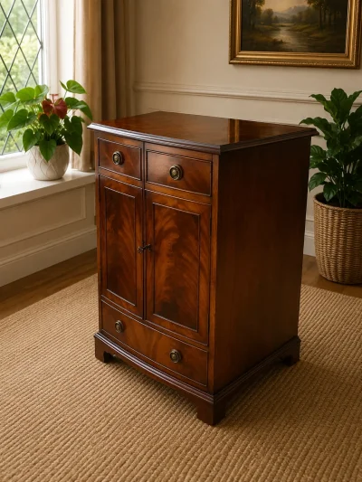 Bevan Funnell Reprodux Regency Style Flame Mahogany Bow Front Storage Cabinet — image 8