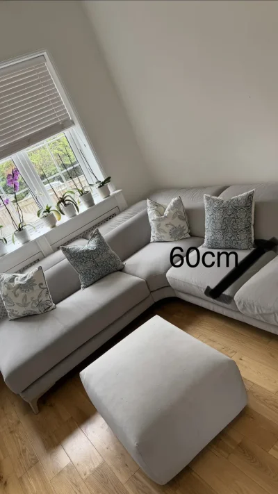 Natuzzi Corner Sofa with Ottoman – Breeze Silver – Excellent Condition — image 3