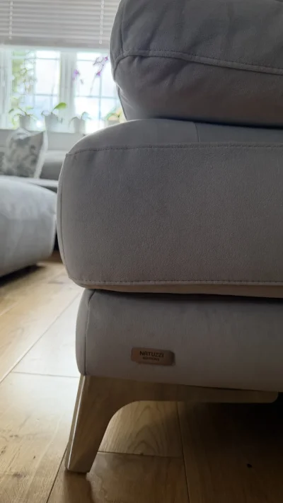 Natuzzi Corner Sofa with Ottoman – Breeze Silver – Excellent Condition — image 4