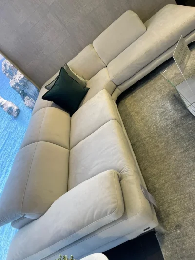 Natuzzi Corner Sofa with Ottoman – Breeze Silver – Excellent Condition — image 7