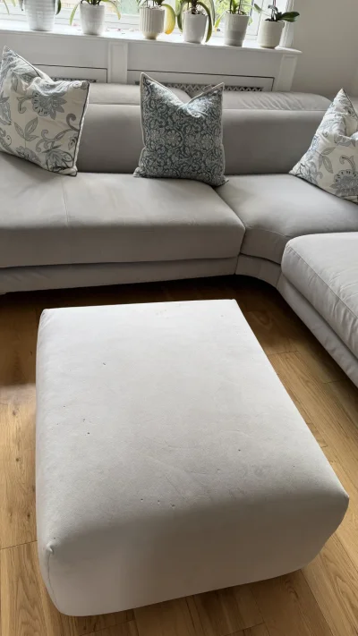 Natuzzi Corner Sofa with Ottoman – Breeze Silver – Excellent Condition — image 5
