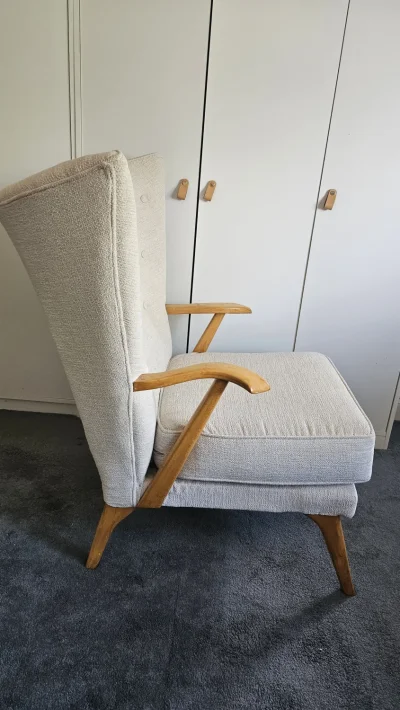 Pair of Mid-Century 1950s "Bambino" Wingback Armchairs by birch and alpe – Made in High Wycombe — image 4