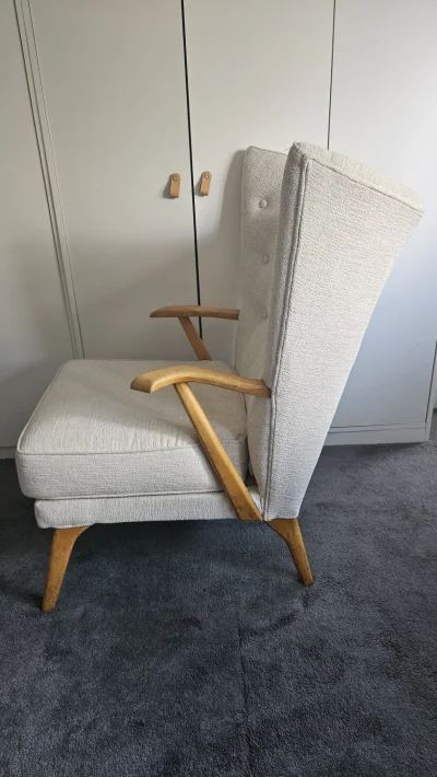 Pair of Mid-Century 1950s "Bambino" Wingback Armchairs by birch and alpe – Made in High Wycombe — image 3