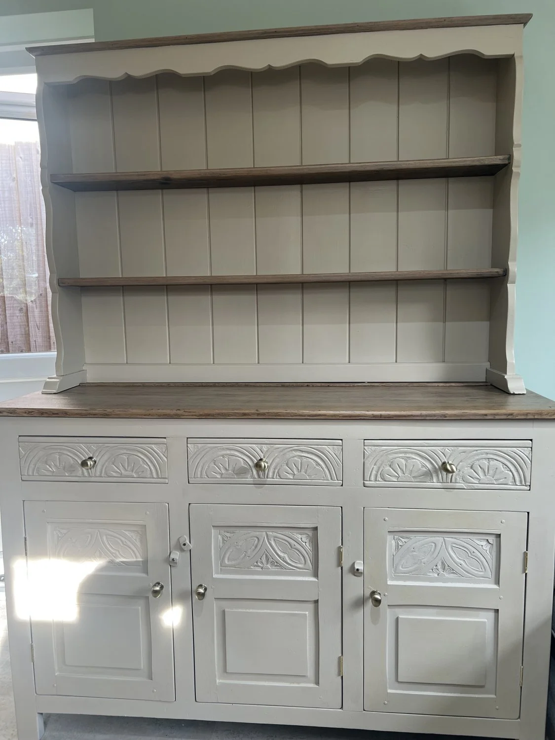 Painted Country-Style Welsh Dresser with Plate Rack, Drawers and Cupboards
