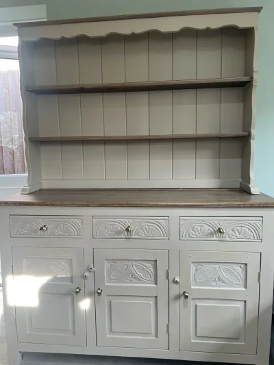 Painted Country-Style Welsh Dresser with Plate Rack, Drawers and Cupboards on Furnish Well