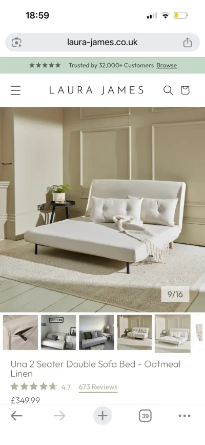 Laura James Una Sofabed RRP £350 on Furnish Well