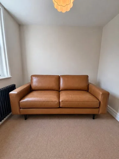 Brown Tan Leather Sofa , 3 Seater Sofa on Furnish Well