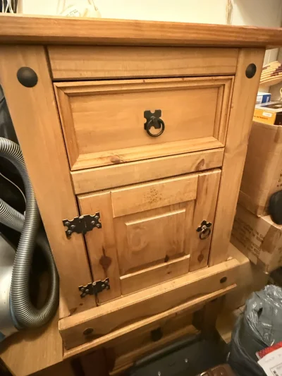 Matching pine triple wardrobe and five-drawer chest of drawers set — image 5