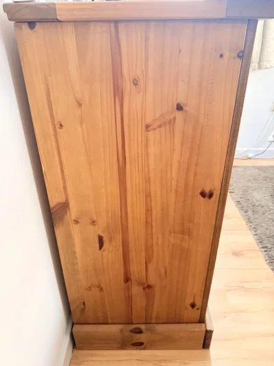 Matching pine triple wardrobe and five-drawer chest of drawers set — image 4