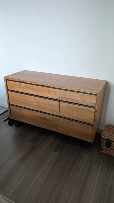 Oak Furnitureland Maine Natural Solid Oak & Metal 6 Drawer Chest — image 3
