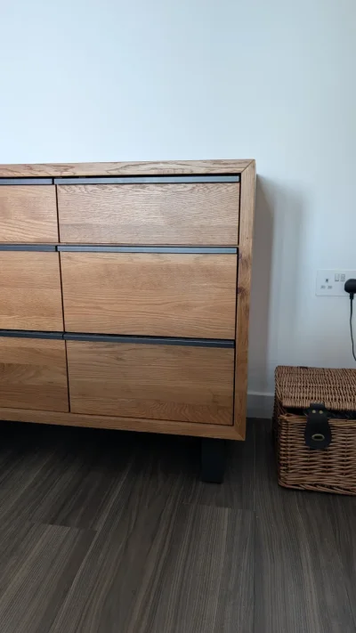 Oak Furnitureland Maine Natural Solid Oak & Metal 6 Drawer Chest — image 4