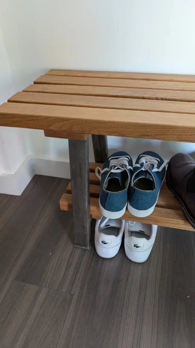 Cottage Beams Contemporary Oak Bench With Industrial Legs — image 4