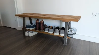 Cottage Beams Contemporary Oak Bench With Industrial Legs on Furnish Well