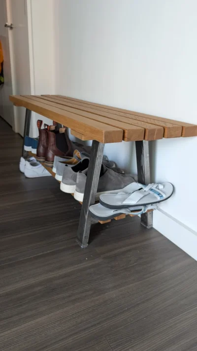 Cottage Beams Contemporary Oak Bench With Industrial Legs — image 2