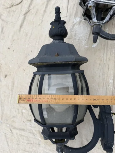12 Vintage Black Cast Metal Exterior Wall Lanterns with Glass — image 5