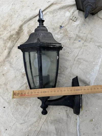 12 Vintage Black Cast Metal Exterior Wall Lanterns with Glass — image 9