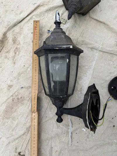 12 Vintage Black Cast Metal Exterior Wall Lanterns with Glass — image 8