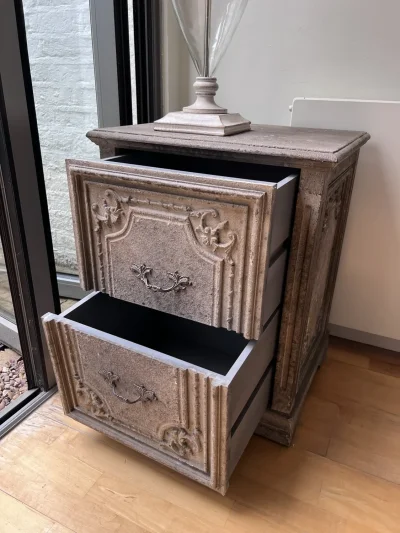 French Style Ornate Carved Bedside Table — image 2