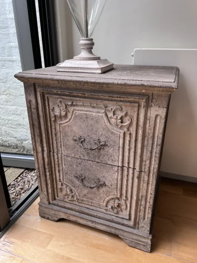 French Style Ornate Carved Bedside Table on Furnish Well