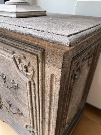 French Style Ornate Carved Bedside Table — image 3