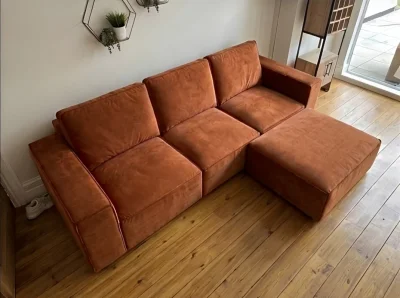 Burnt Orange 3 Seater Sofa With Pouffe/Footstool — image 5