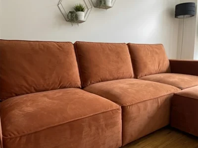 Burnt Orange 3 Seater Sofa With Pouffe/Footstool — image 6